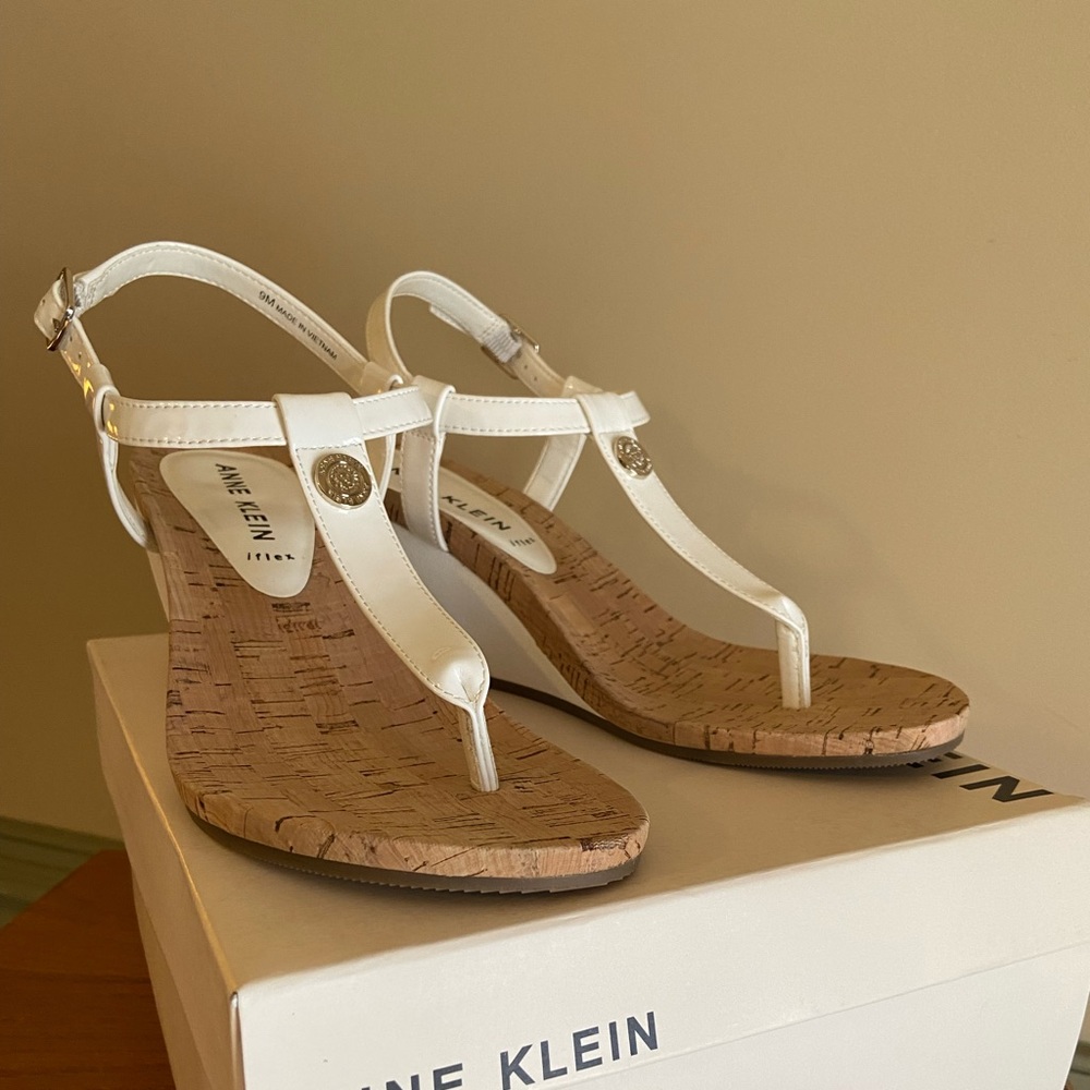 Anne Klein wedge heel sandals. Size 10.